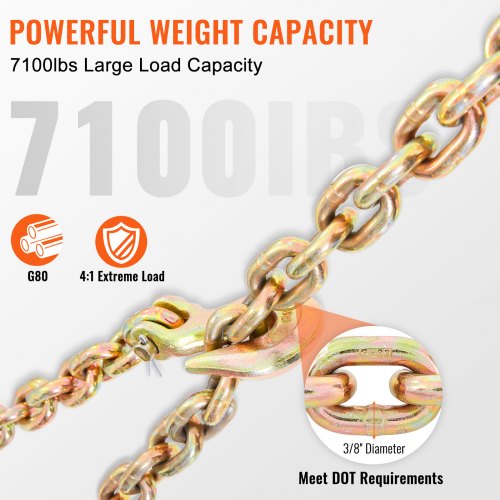 Transport Binder Chain 7100 lbs Working Load Limit 38 x 20 G80 Tow