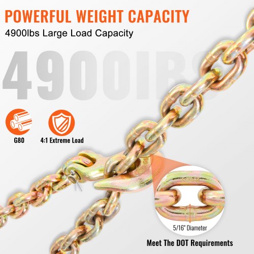 Transport Binder Chain 4900lbs Working Load Limit 516x20 G80 Tow Chain
