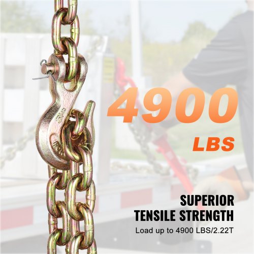 G80 Transport Binder Chain 516 x 103 Tow Chain with Clevis Grab Hooks