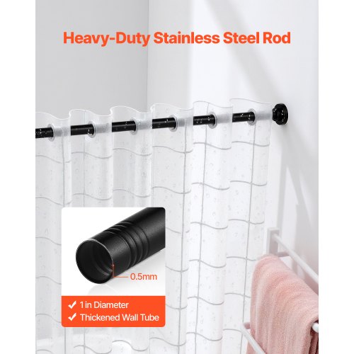 Shower Curtain Rod 2876 Inches 1 Inch Diameter Adjustable Spring Tension 2
