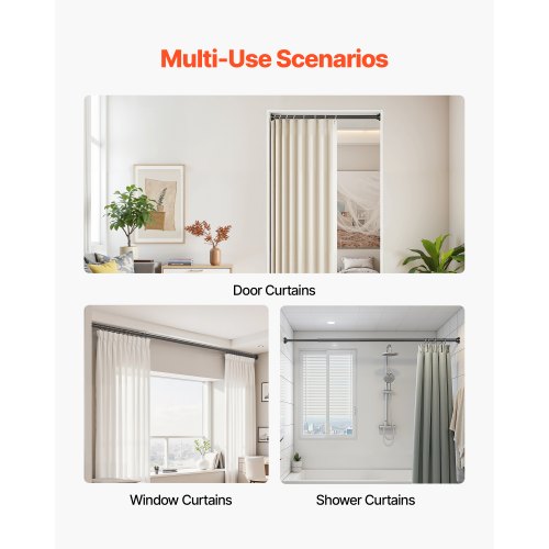 Shower Curtain Rod 2876 Inches 1 Inch Diameter Adjustable Spring Tension 2