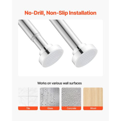 Shower Curtain Rod 2876 Inches 1 Inch Diameter Adjustable Spring Tension