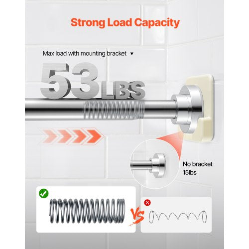 Shower Curtain Rod 2876 Inches 1 Inch Diameter Adjustable Spring Tension