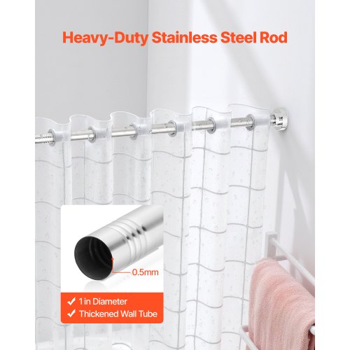 Shower Curtain Rod 2876 Inches 1 Inch Diameter Adjustable Spring Tension
