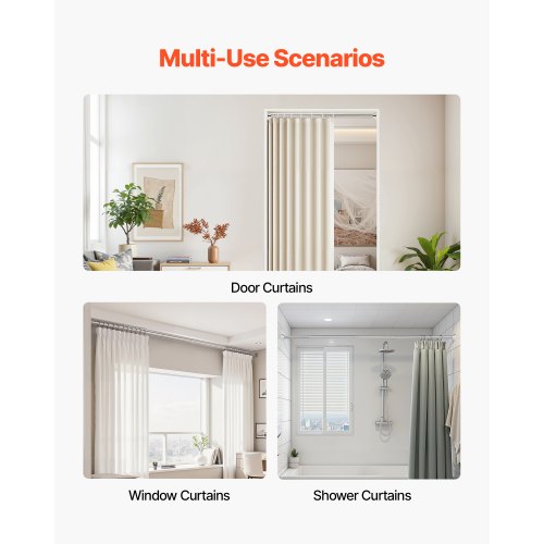 Shower Curtain Rod 2876 Inches 1 Inch Diameter Adjustable Spring Tension