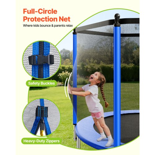 Outdoor Trampoline 8Ft Round Recreational With Enclosure Net Astm Approved