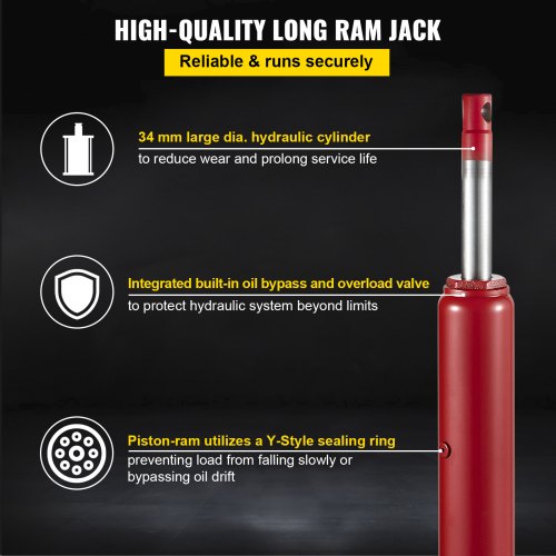 Hydraulic Long Ram Jack 12 Tons26455 lbs Capacity with Single Piston Pump