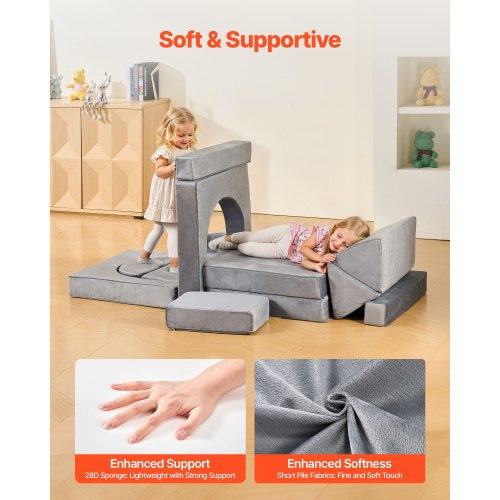 Modular Kids Play Couch Sectional Toddler Sofa With Armrests 28D Sponge Short