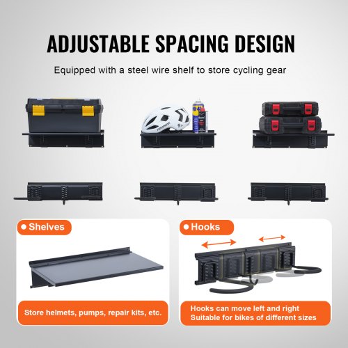 Bike Storage Rack 6 Bike Racks and 3 Helmets Hooks Wall Mount Bike Storage