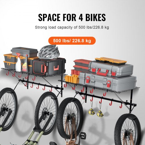 Bike Storage Rack 4 Bike Racks Wall Mount Bike Storage Hanger with 2