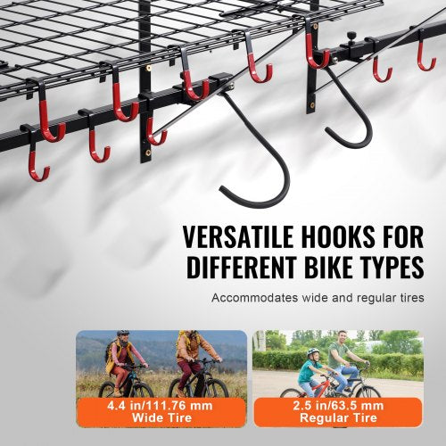 Bike Storage Rack 4 Bike Racks Wall Mount Bike Storage Hanger with 2