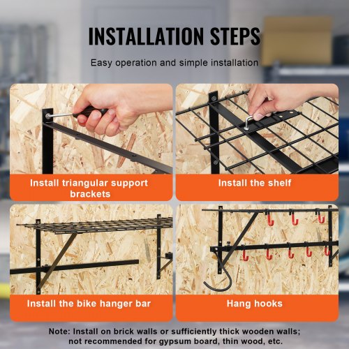 Bike Storage Rack 4 Bike Racks Wall Mount Bike Storage Hanger with 2