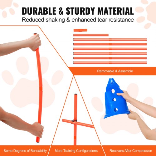 Dog Agility Hurdle Cone Set 6 PCS Kit12 xCones 6 xAgility Rods with Bag