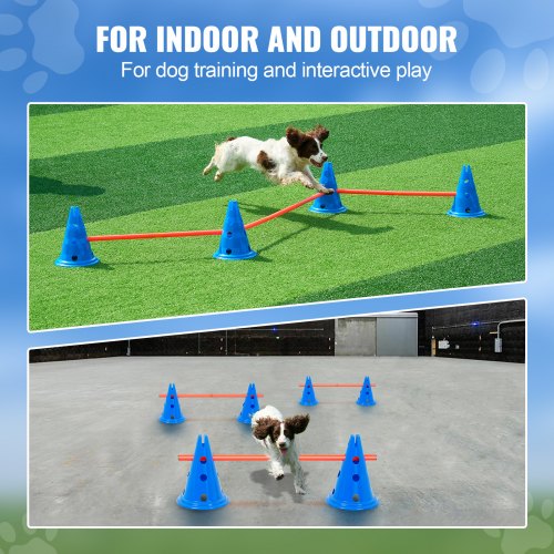 Dog Agility Hurdle Cone Set 6 PCS Kit12 xCones 6 xAgility Rods with Bag