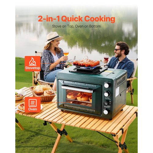 Outdoor Oven 2in1 Portable Gas Camping Stove Oven Combo Adjustable Fire