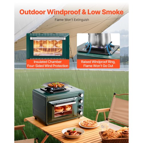 Outdoor Oven 2in1 Portable Gas Camping Stove Oven Combo Adjustable Fire