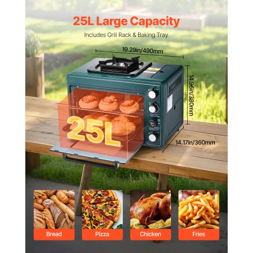 Outdoor Oven 2in1 Portable Gas Camping Stove Oven Combo Adjustable Fire