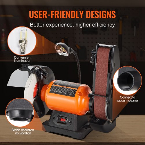 8 Inch Bench Grinder with 2 x28 Inch Belt Sander Combo Bench Grinder Sander