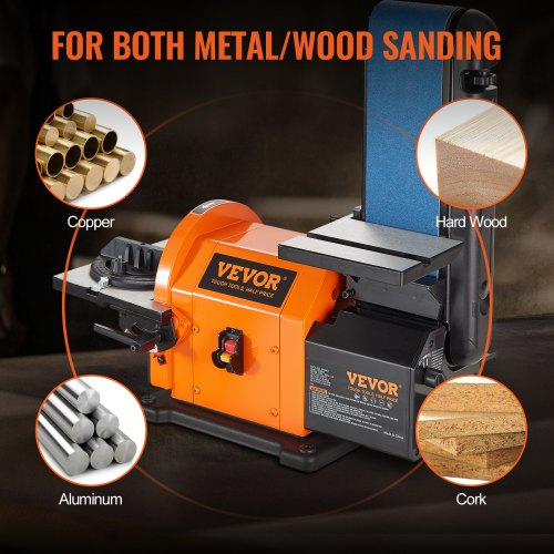 Professional Belt Sander 6 Disc Sander and 4 x 36 in Belt Sander with 5A