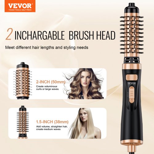 Rotating Hair Dryer Brush Hot Air Styling Brush with 15 and 2 Head – 38MM