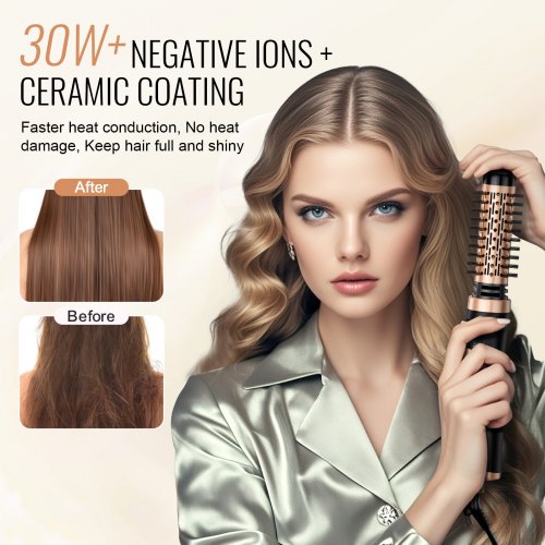 Rotating Hair Dryer Brush Hot Air Styling Brush with 15 and 2 Head – 38MM