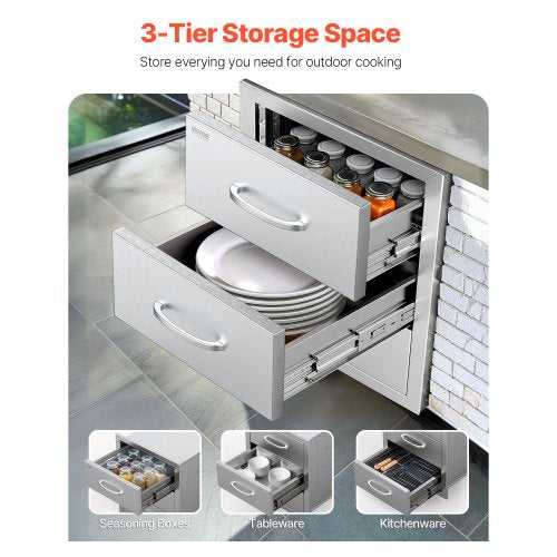 Outdoor Kitchen Drawers 185W x 225H x 225D Triple Access Drawers