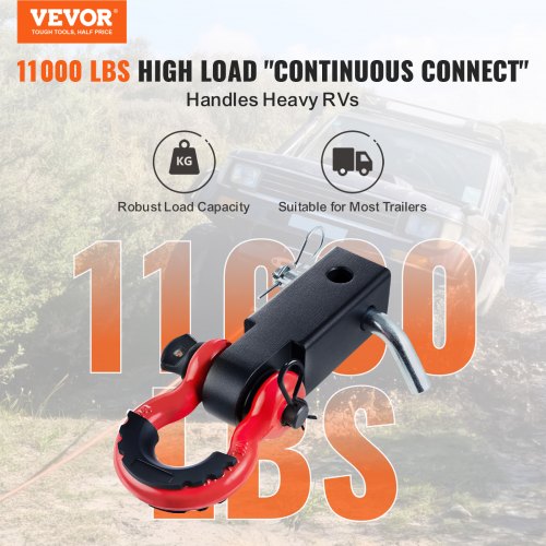 2 Trailer Shackle Hitch Receiver DRing Recovery for Truck Jeep 44100 lbs