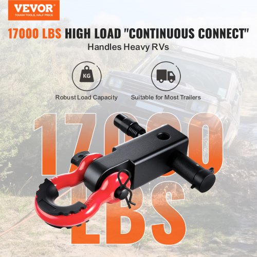 Shackle Hitch Receiver Fits 2 Receivers 66000 lbs Breaking Strength D