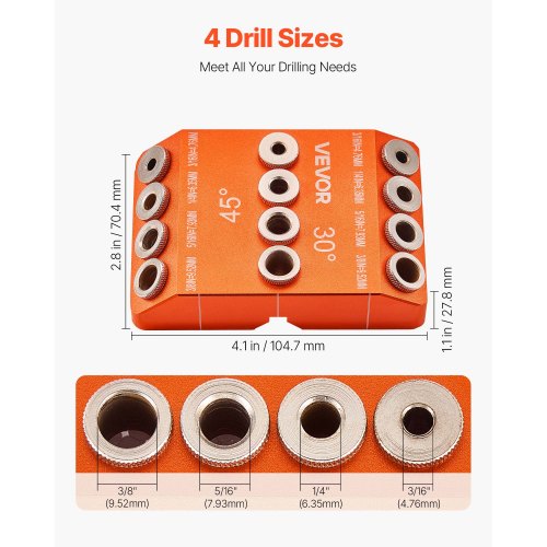 Drill Guide 30 45 90 Degree Angle 4 Sizes Portable Precision Drilling
