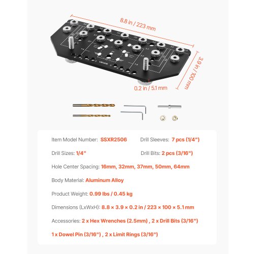 Shelf Pin Jig and Hinge Jig TwoinOne Aluminum Alloy Cabinet Hardware Hole