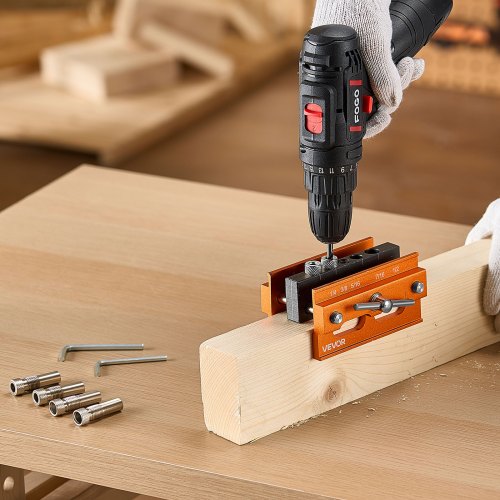 Doweling Jig Kit Self Centering Dowel Drill For Straight Holes Aluminum Alloy