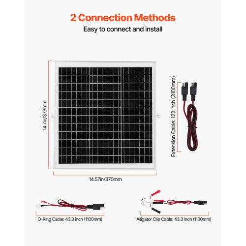 20W 12V Solar Panel Battery Charger Solar Battery Trickle Charger