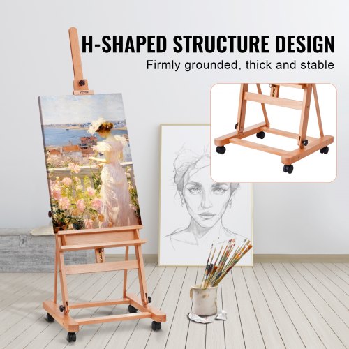 Studio HFrame Easel Holds Canvas Art up to 48 Beechwood Artists Easel