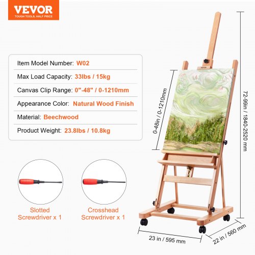 Studio HFrame Easel Holds Canvas Art up to 48 Beechwood Artists Easel