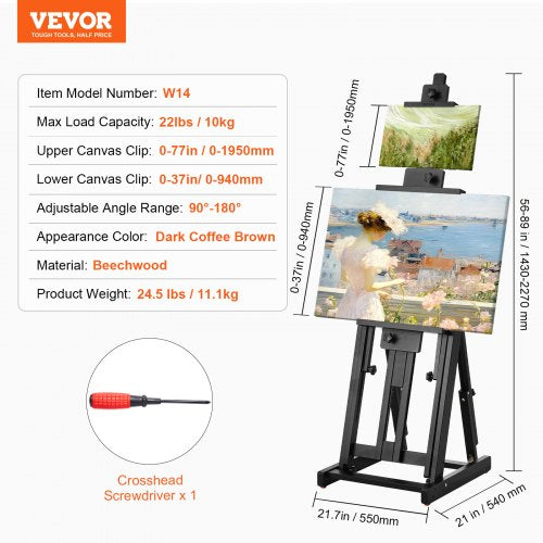 Studio HFrame Easel Holds Canvas Art up to 77 Beechwood Artists Easel
