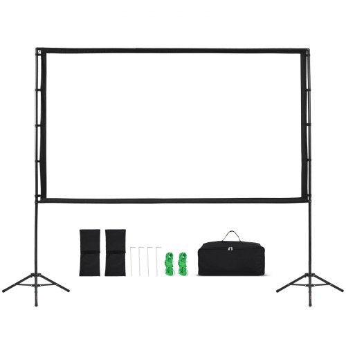 Projector Screen with Stand 100 Inch 160° Wide Angle Indoor Outdoor