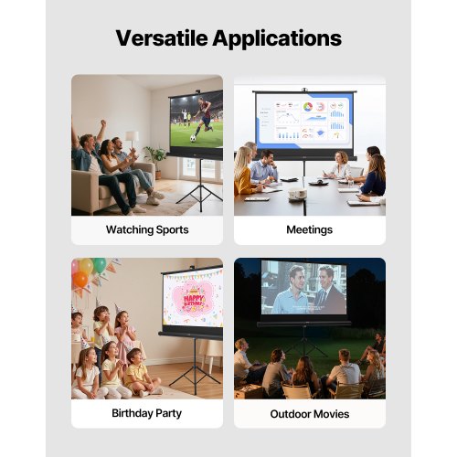 Projector Screen with Stand 60 Inch 160° Wide Angle Indoor Outdoor