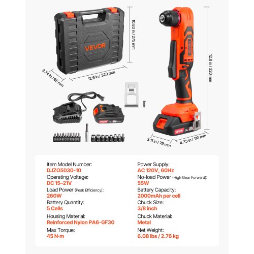 Right Angle Drill 38 Inch Chuck 90 Degree Cordless Right Angle Drill