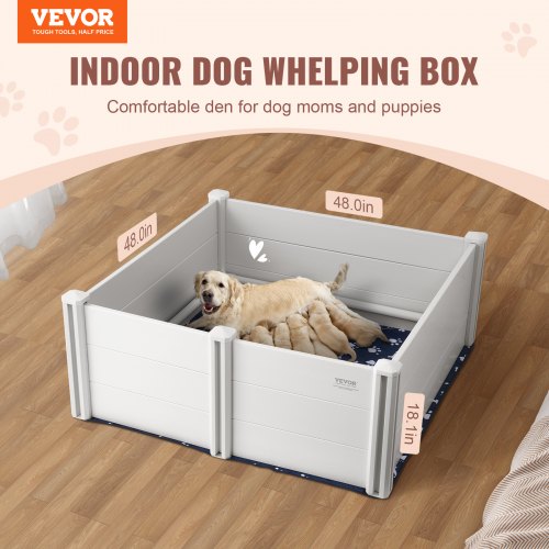 Dog Whelping Box 48 x 48 x 181in Whelping Box for Dogs and Puppies