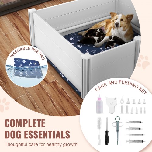 Dog Whelping Box 48 x 48 x 181in Whelping Box for Dogs and Puppies