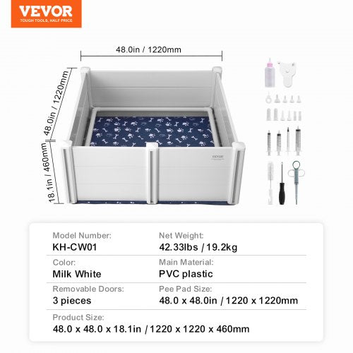 Dog Whelping Box 48 x 48 x 181in Whelping Box for Dogs and Puppies