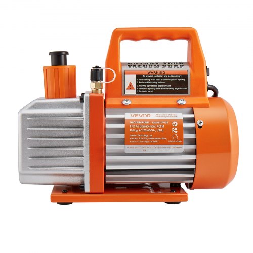 4 CFM AC Vacuum Pump and Gauge Set 13 HP Single Stage Rotary Vane HVAC