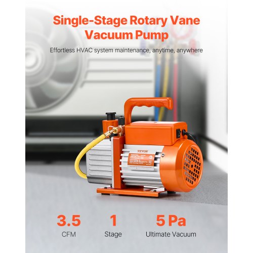 Vacuum Pump 35 CFM HVAC Single Stage Rotary Vane Vacuum Pump for R134a