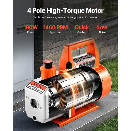 Vacuum Pump 35 CFM 14 HP HVAC Single Stage Rotary Vane AC Vacuum Pump