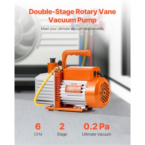 Vacuum Pump 6 CFM HVAC 2 Stage Rotary Vane Vacuum Pump for R134a R22