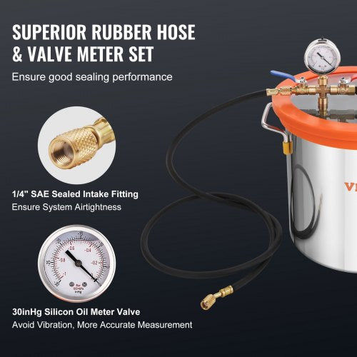 5 Gallon Vacuum Chamber and 35 CFM Pump Kit Tempered Glass Lid Vacuum
