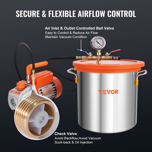 5 Gallon Vacuum Chamber and 35 CFM Pump Kit Tempered Glass Lid Vacuum