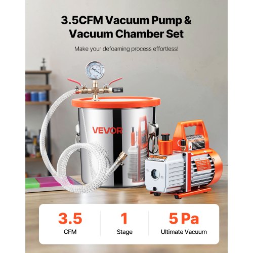 3 Gallon Vacuum Chamber with Pump 35 CFM Stainless Steel Degassing