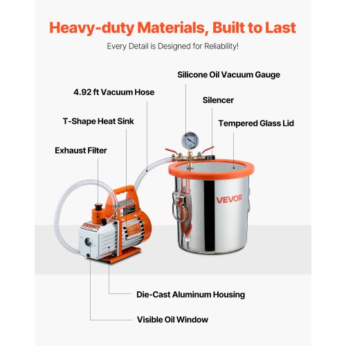3 Gallon Vacuum Chamber with Pump 35 CFM Stainless Steel Degassing