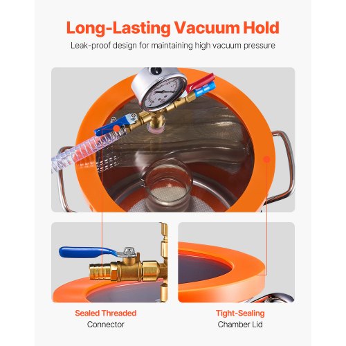 1.5 Gallon Vacuum Chamber and 35 CFM Pump Kit Stainless Steel Chamber